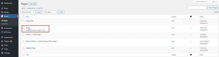 How to edit blog page in WordPress