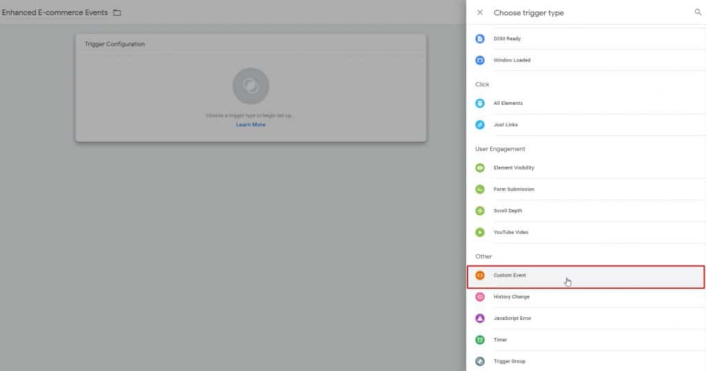 How to Choose the Custom Event Trigger Type in GTM
