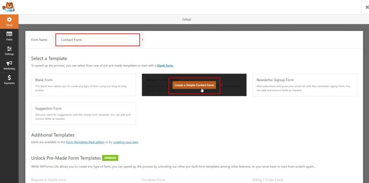 WPForms Create a Simple Contact Form