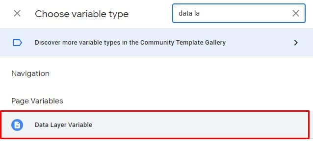 how to select data layer variable in GTM