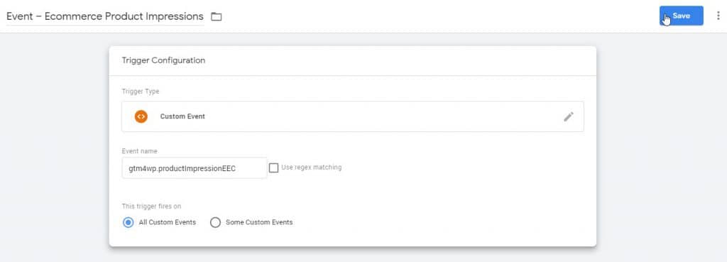 Custom Event Trigger for Ecommerce Product Impressions in Google Tag Manager