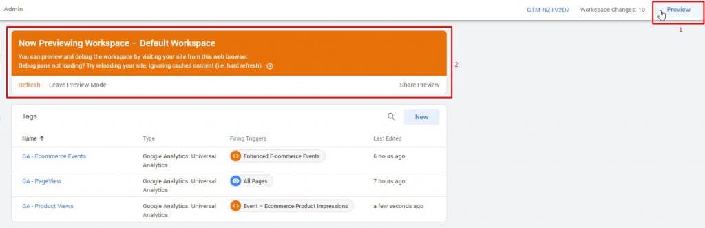 How to test Google Tag Manager implementation with the preview mode