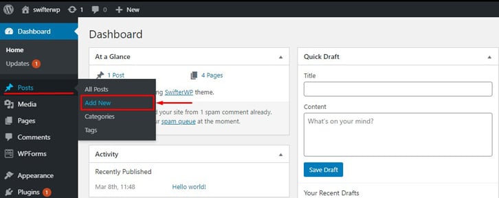 Where to find posts in WordPress Admin Dashboard